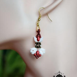 Creabead Design trikolór ékszer, Ékszer, Fülbevaló, Lógó fülbevaló, Gyöngyfűzés, gyöngyhímzés, MESKA