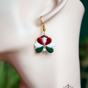 Creabead Design matyórózsa stílusú elegáns trikolor fülbevaló, Ékszer, Fülbevaló, Lógó csepp fülbevaló, Gyöngyfűzés, gyöngyhímzés, MESKA