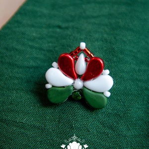 Creabead Design matyórózsa stílusú elegáns trikolor fülbevaló - ékszer - fülbevaló - lógó csepp fülbevaló - Meska.hu