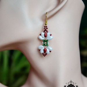 Creabead Design trikolór ékszer, Ékszer, Fülbevaló, Lógó fülbevaló, Gyöngyfűzés, gyöngyhímzés, MESKA