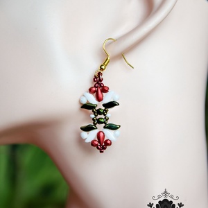 Creabead Design trikolór ékszer, Ékszer, Fülbevaló, Lógó fülbevaló, Gyöngyfűzés, gyöngyhímzés, MESKA