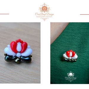 Creabead Design trikolór kitűző (ékszerként is kérhető), Ékszer, Kitűző és Bross, Gyöngyfűzés, gyöngyhímzés, MESKA