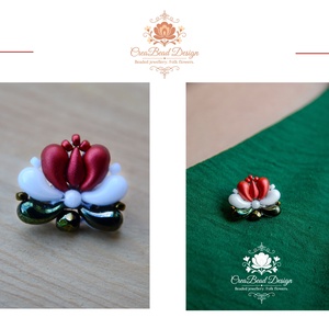 Creabead Design trikolór kitűző (ékszerként is kérhető), Ékszer, Kitűző és Bross, Gyöngyfűzés, gyöngyhímzés, MESKA