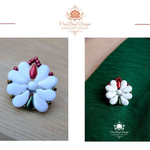 Creabead Design trikolór kitűző (ékszerként is kérhető), Ékszer, Kitűző és Bross, Gyöngyfűzés, gyöngyhímzés, MESKA