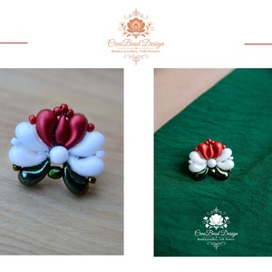 Creabead Design trikolór kitűző (ékszerként is kérhető), Ékszer, Kitűző és Bross, Gyöngyfűzés, gyöngyhímzés, MESKA