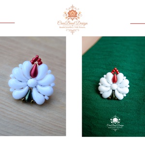 Creabead Design trikolór kitűző (ékszerként is kérhető), Ékszer, Kitűző és Bross, Gyöngyfűzés, gyöngyhímzés, MESKA