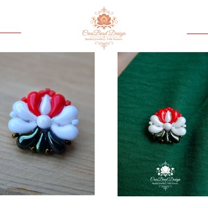 Creabead Design trikolór kitűző (ékszerként is kérhető), Ékszer, Kitűző és Bross, Gyöngyfűzés, gyöngyhímzés, MESKA