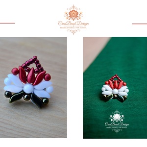 Creabead Design trikolór kitűző (ékszerként is kérhető), Ékszer, Kitűző és Bross, Gyöngyfűzés, gyöngyhímzés, MESKA