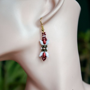 Creabead Design trikolór ékszer, Ékszer, Fülbevaló, Lógó fülbevaló, Gyöngyfűzés, gyöngyhímzés, MESKA