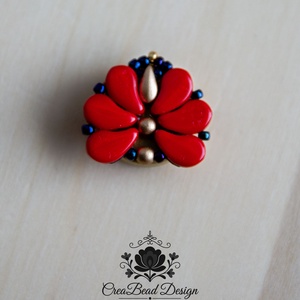 Kézzel készült gyöngyös gombfedő dísz � matyó inspirációval - ékszer - mandzsettagomb - Meska.hu