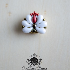 Kézzel készült gyöngyös gombfedő dísz � matyó inspirációval - ékszer - mandzsettagomb - Meska.hu