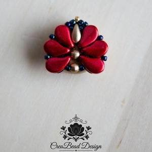 Kézzel készült gyöngyös gombfedő dísz � matyó inspirációval - ékszer - mandzsettagomb - Meska.hu