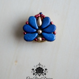 Kézzel készült gyöngyös gombfedő dísz � matyó inspirációval - ékszer - mandzsettagomb - Meska.hu