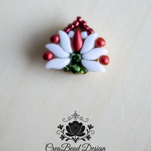 Kézzel készült gyöngyös gombfedő dísz � matyó inspirációval - ékszer - mandzsettagomb - Meska.hu