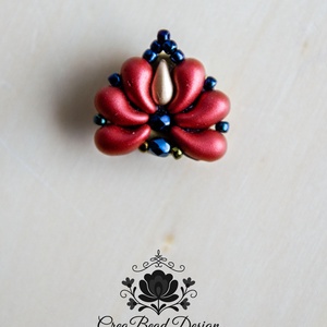 Kézzel készült gyöngyös gombfedő dísz � matyó inspirációval - ékszer - mandzsettagomb - Meska.hu