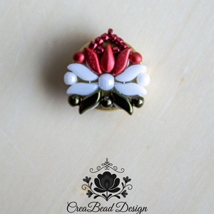 Kézzel készült gyöngyös gombfedő dísz � matyó inspirációval - ékszer - mandzsettagomb - Meska.hu