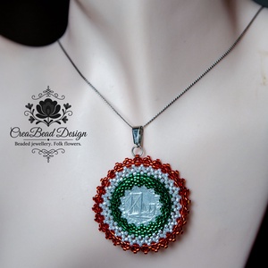 Miyuki gyöngyökkel befoglalt 50 filléres érme trikolor medál - Meska.hu