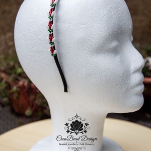 Matyó rózsabimbó trikolor hajráf - ruha & divat - hajdísz & hajcsat - hajráf & hajpánt - Meska.hu