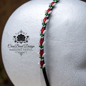 Matyó rózsabimbó trikolor hajráf - ruha & divat - hajdísz & hajcsat - hajráf & hajpánt - Meska.hu