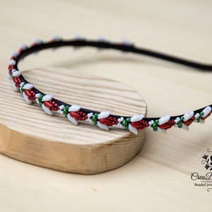 Matyó rózsabimbó trikolor hajráf - ruha & divat - hajdísz & hajcsat - hajráf & hajpánt - Meska.hu