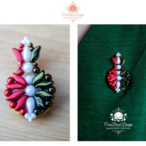 Creabead Design trikolór kitűző (ékszerként is kérhető), Ékszer, Kitűző és Bross, Gyöngyfűzés, gyöngyhímzés, MESKA