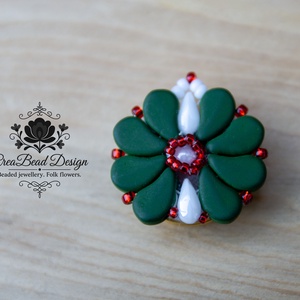 Creabead Design trikolór kitűző (ékszerként is kérhető), Ékszer, Kitűző és Bross, Gyöngyfűzés, gyöngyhímzés, MESKA