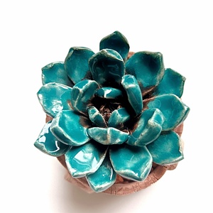 Kerámia pozsgás farönkben - otthon & életmód - dekoráció - dísztárgy - Meska.hu