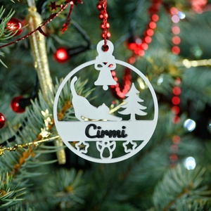 Mancs, névre szóló cicás karácsonyfadísz - Stílus 2, Karácsony, Karácsonyi lakásdekoráció, Karácsonyfadíszek, Mindenmás, MESKA