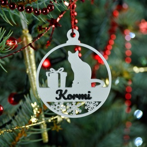 Mancs, névre szóló cicás karácsonyfadísz - Stílus 5, Karácsony, Karácsonyi lakásdekoráció, Karácsonyfadíszek, Mindenmás, MESKA