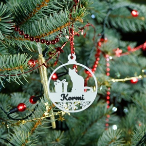 Mancs, névre szóló cicás karácsonyfadísz - Stílus 5 - karácsony - karácsonyi lakásdekoráció - karácsonyfadíszek - Meska.hu