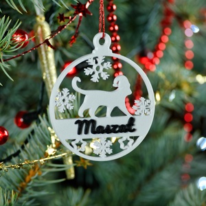 Mancs, névre szóló cicás karácsonyfadísz - Stílus 6, Karácsony, Karácsonyi lakásdekoráció, Karácsonyfadíszek, Mindenmás, MESKA