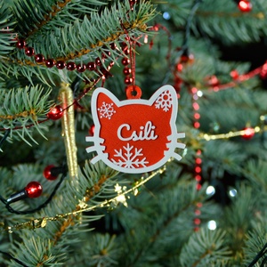 Téli Dorombolás, névre szóló cicás karácsonyfadísz - Stílus 2 - karácsony - karácsonyi lakásdekoráció - karácsonyfadíszek - Meska.hu