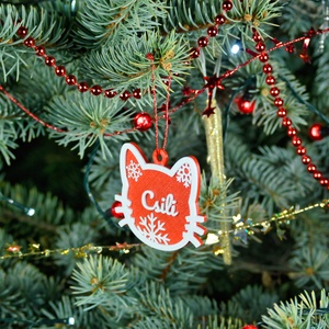 Téli Dorombolás, névre szóló cicás karácsonyfadísz - Stílus 2 - karácsony - karácsonyi lakásdekoráció - karácsonyfadíszek - Meska.hu