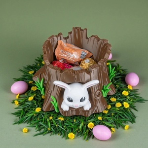 Húsvéti Nyuszis Édességtartó és Erdei Fatönk Kaspó - ünnepi díszek, dekorációk - húsvéti díszek és dekorációk - húsvéti tojástartó - Meska.hu