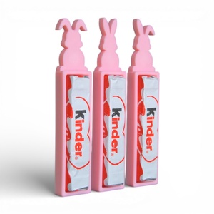 Húsvéti nyuszis Kinder csokoládé és tartó apró figyelmesség - Rózsaszín - ünnepi díszek, dekorációk - húsvéti díszek és dekorációk - húsvéti tojástartó - Meska.hu