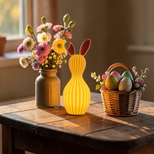 Minimalista világító nyuszi asztali dekoráció beépített időzítős mécsessel - ünnepi díszek, dekorációk - húsvéti díszek és dekorációk - húsvéti asztaldíszek - Meska.hu