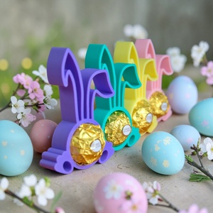 Húsvéti nyuszifüles Ferrero Rocher tartó apró figyelmesség tavaszi színekben - Rózsaszín - ünnepi díszek, dekorációk - húsvéti díszek és dekorációk - húsvéti tojástartó - Meska.hu