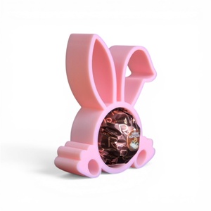 Hajlított fülű nyuszis Ferrero csokoládé tartó apró tavaszi figyelmességként - Rózsaszín - ünnepi díszek, dekorációk - húsvéti díszek és dekorációk - húsvéti tojástartó - Meska.hu