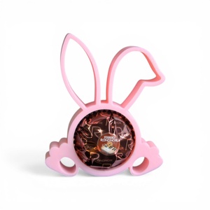 Hajlított fülű nyuszis Ferrero csokoládé tartó apró tavaszi figyelmességként - Rózsaszín, Ünnepi díszek, dekorációk, Húsvéti díszek és dekorációk, Húsvéti tojástartó, Mindenmás, MESKA
