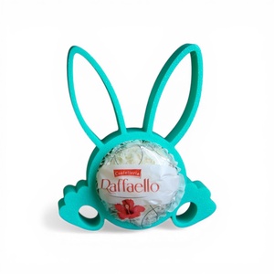 Klasszikus nyuszifüles Raffaello tartó apró tavaszi figyelmességként - Zöld, Ünnepi díszek, dekorációk, Húsvéti díszek és dekorációk, Húsvéti tojástartó, Mindenmás, MESKA