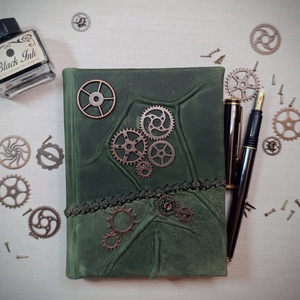 Steampunk bőrkötsű notesz A6, Otthon & Életmód, Papír, írószer, Jegyzetfüzet & Napló, Könyvkötés, MESKA