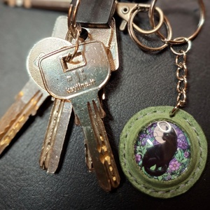 Feketemacskás kulcstartó, Táska & Tok, Kulcstartó & Táskadísz, Kulcstartó, Bőrművesség, MESKA