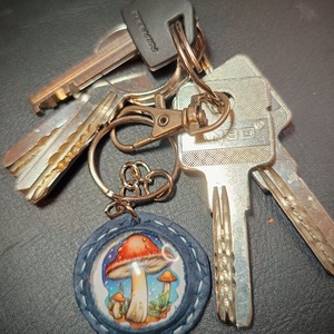 Gombás kulcstartó, Táska & Tok, Kulcstartó & Táskadísz, Kulcstartó, Bőrművesség, MESKA