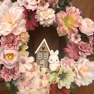 Nyuszis tavasz - ünnepi díszek, dekorációk - húsvéti díszek és dekorációk - húsvéti ajtódísz, kopogtató - Meska.hu