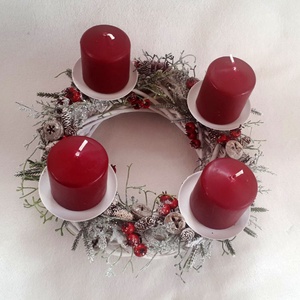 Adventi koszorú borrdó gyertyával - karácsony - adventi díszek - adventi asztaldísz - Meska.hu