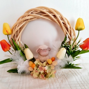 Húsvéti kopogtató báránykával - otthon & életmód - dekoráció - ajtó- és ablak dekoráció - ajtódísz & kopogtató - Meska.hu