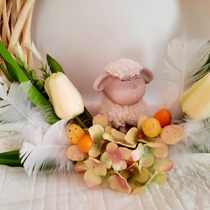 Húsvéti kopogtató báránykával - otthon & életmód - dekoráció - ajtó- és ablak dekoráció - ajtódísz & kopogtató - Meska.hu