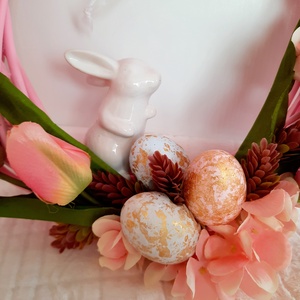 Húsvéti kopogtató fehér kerámianyuszival - otthon & életmód - dekoráció - ajtó- és ablak dekoráció - ajtódísz & kopogtató - Meska.hu