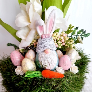 Nyuszifüles manó füves alapban - otthon & életmód - dekoráció - asztal és polc dekoráció - asztaldísz - Meska.hu