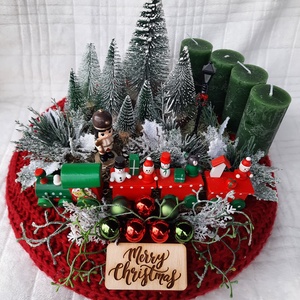 Adventi szett vonattal - karácsony - adventi díszek - adventi asztaldísz - Meska.hu